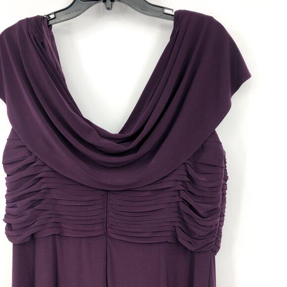 ALEX EVENINGS Matte Jersey A-Line Dress Size 16 Eggplant Purple Cowlneck NWT - Picture 9 of 12